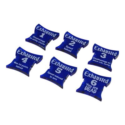 LITKO Exhaustion Token Set Compatible with The Dungeons and Dragons 5th Edition, Translucent Blue (6)