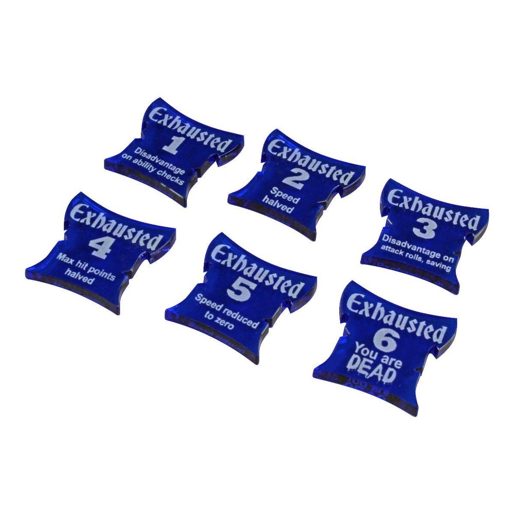 LITKO Exhaustion Token Set Compatible with The Dungeons and Dragons 5th Edition, Translucent Blue (6)