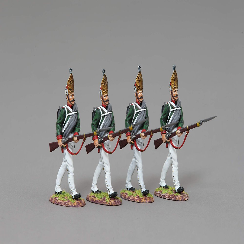 Thomas Gunn Miniatures Napoleonic War NAP056A Four Piece Russian Pavlovski Grenadier Advancing with Rifles Lowered Set 1:30 Scale Pewter