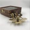 Malla Inc. Nautical Hand-Made Solid Brass 5" Marine Sextant with Wooden Box view 2