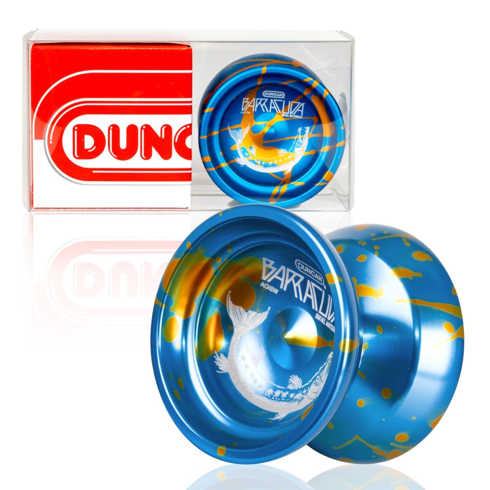 Duncan Toys Barracuda Yo-Yo, Unresponsive Pro Level Yo-Yo, Concave Bearing and Aluminum Body, Blue w/Splash