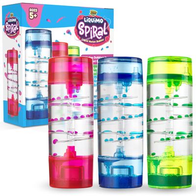 YoYa Toys Liquimo Spiral - Liquid Motion Bubbler (3 Pack) - Hourglass Liquid Timer for Kids and Adults - Stress Relief Fidget Toys for Autistic Children, Desk Dcor, Holiday Stocking Stuffers