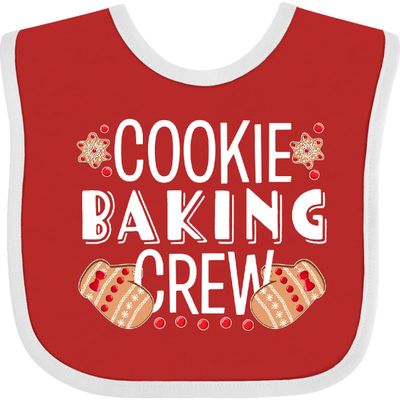 inktastic Christmas Cookie Baking Crew with Oven Mitts Baby Bib Red and White 383de