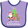 inktastic Baby's 1st Christmas with Santa Reindeer and Tree Baby Bib Lavender and Purple 383e4 view 1