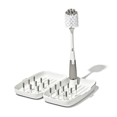 OXO Tot Travel Size Drying Rack with Bottle Brush- Gray
