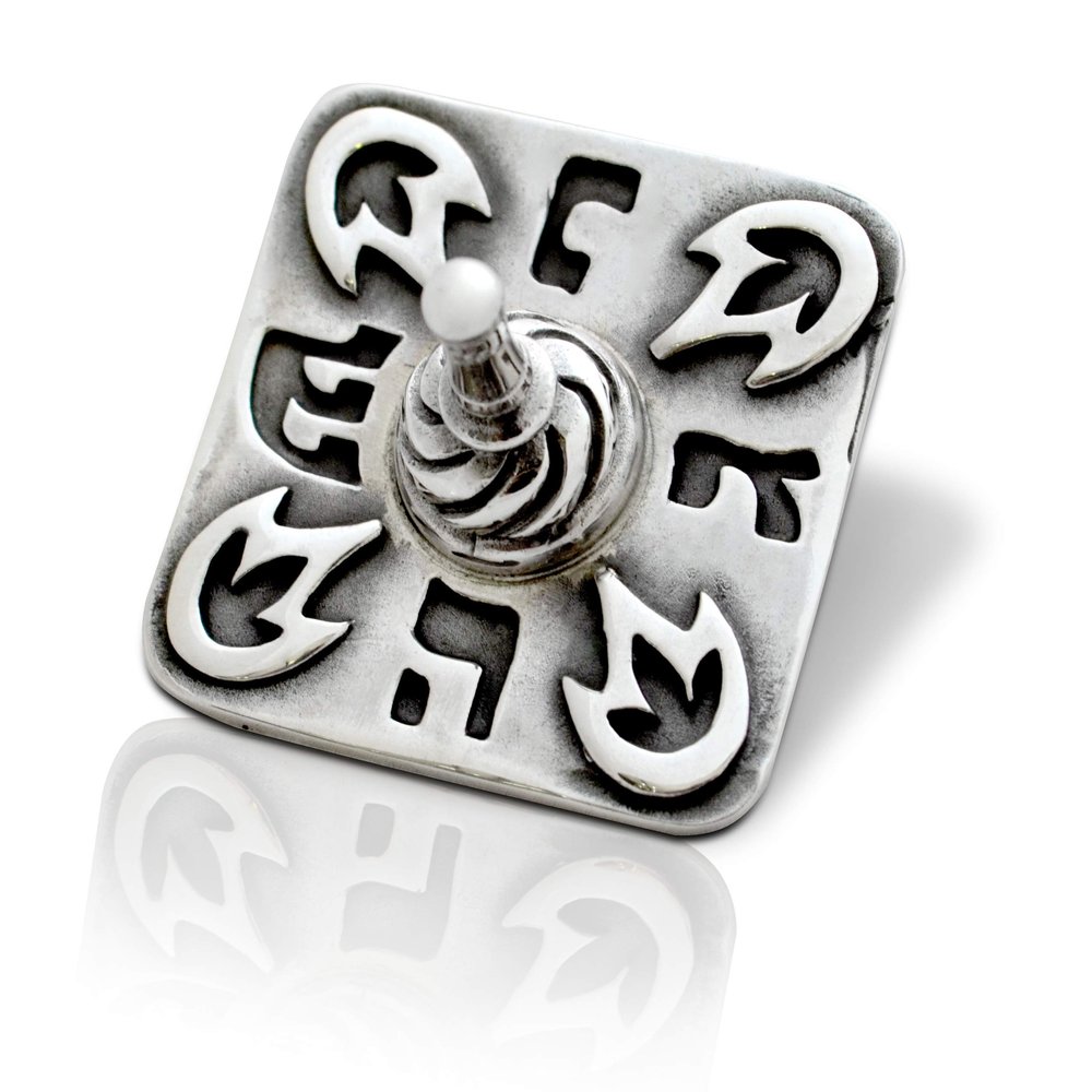 925 Sterling silver Dreidel with Custom Finish colorful enamel and Hebrew letters