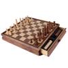 GSE Games & Sports Expert 15" Large Wooden 2-in-1 Chess & Checkers Board Game Combo Set with Drawer, Board Games Chess Checker Set for Kids & Adults view 1