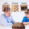 GSE Games & Sports Expert 15" Large Wooden 2-in-1 Chess & Checkers Board Game Combo Set with Drawer, Board Games Chess Checker Set for Kids & Adults view 2