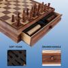 GSE Games & Sports Expert 15" Large Wooden 2-in-1 Chess & Checkers Board Game Combo Set with Drawer, Board Games Chess Checker Set for Kids & Adults view 4
