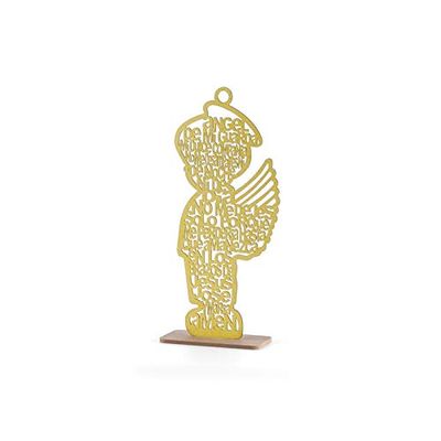 12 Guardian Angel Wings Boy Girl Wood with Stand Laser Cutout Wooden Baptism Centerpiece First Communion Quinceaera Children Kids Party Favors Home Decor Christening (Gold Glitter Boy)