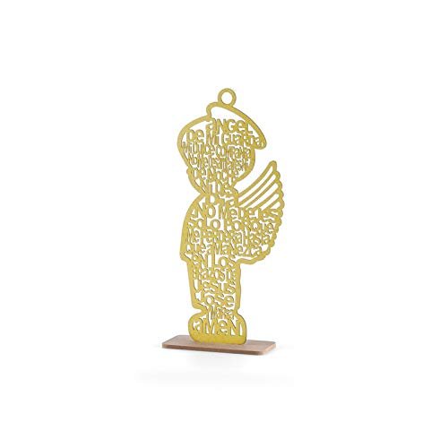 12 Guardian Angel Wings Boy Girl Wood with Stand Laser Cutout Wooden Baptism Centerpiece First Communion Quinceaera Children Kids Party Favors Home Decor Christening (Gold Glitter Boy)