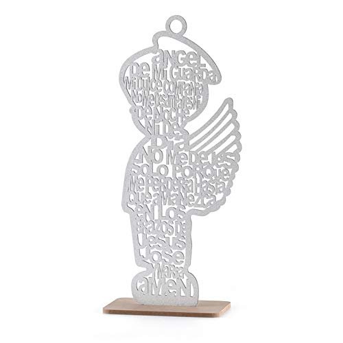 12 Guardian Angel Wings Boy Girl Wood with Stand Laser Cutout Wooden Baptism Centerpiece First Communion Quinceaera Children Kids Party Favors Home Decor Christening (Silver Glitter Boy)