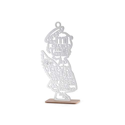 12 Guardian Angel Wings Boy Girl Wood with Stand Laser Cutout Wooden Baptism Centerpiece First Communion Quinceaera Children Kids Party Favors Home Decor Christening (Silver Glitter Girl)