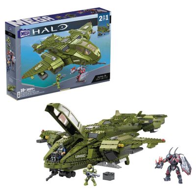 MEGA Halo Toy Building Sets, Pelican Inbound Vehicle with 2024 Pieces, 3 Micro Action Figures and Accessories, for Collectors