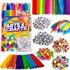 FUNZBO 1200pcs+ Arts & Crafts Supplies for Kids- Craft Kits with Pipe Cleaners, Pom Poms for Crafts, Popsicle Sticks for Craft, Craft for Kids Ages 4-8 Girls & Boys Birathday Gifts view 1