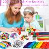 FUNZBO 1200pcs+ Arts & Crafts Supplies for Kids- Craft Kits with Pipe Cleaners, Pom Poms for Crafts, Popsicle Sticks for Craft, Craft for Kids Ages 4-8 Girls & Boys Birathday Gifts view 4