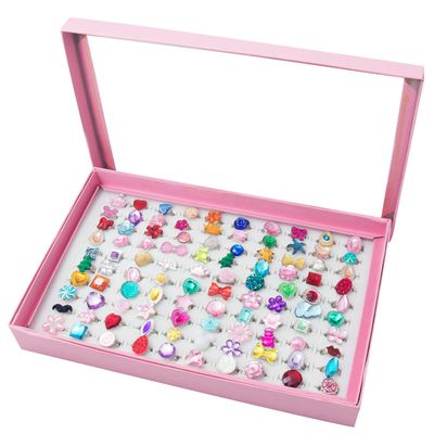 ONEST 100 Pieces Little Girl Rings Jewelry Rings Girl Pretend Play Ring and Dress up Ring, Little Girls Gift