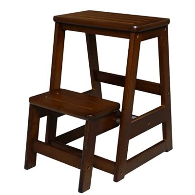 XWZJY Multifunction Two Stage Step Ladder Stool for Adults and Kids Portable Shoe Bench Folding Stairs Chair Home Kitchen Dual-use,Max Load 150kg(Color : Walnut Color)