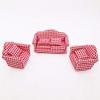 SXFSE Floral Sofa Cushion Armchair Fabric Chair, Dollhouse Miniature 3Pcs Wooden Couch with Pillow view 1