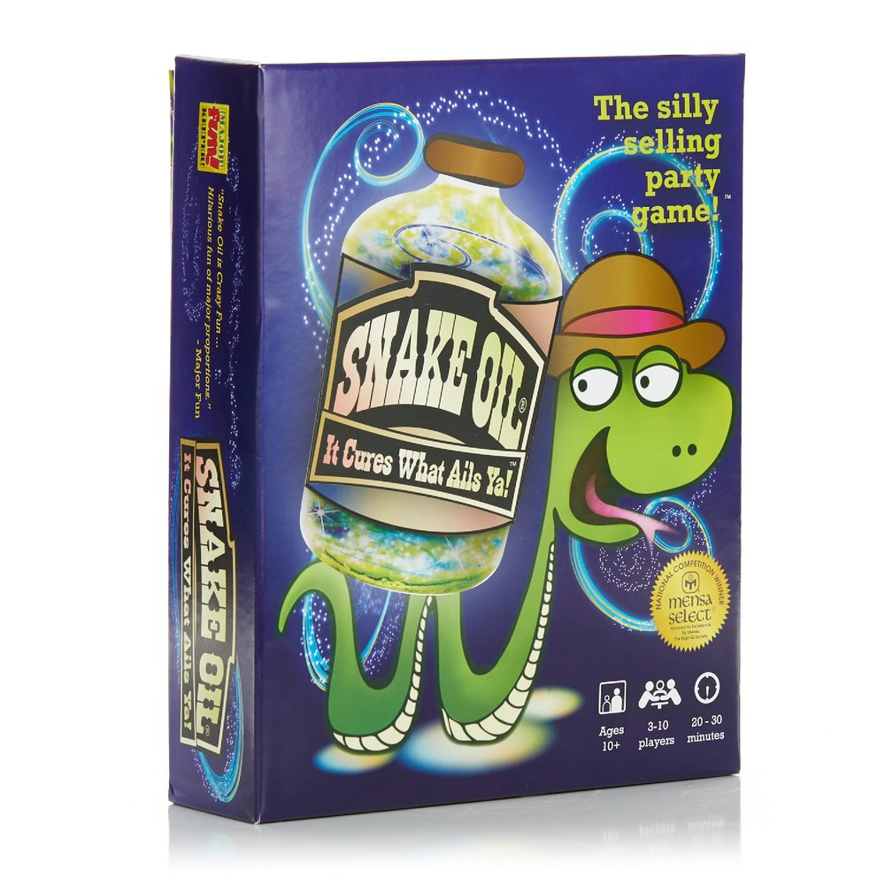 SNAKE OIL - The Silly Selling Party Game - Funny Group 3-10 Player Card Games - Fun Travel Activity for Friends and Family - Core Game for Ages 10+