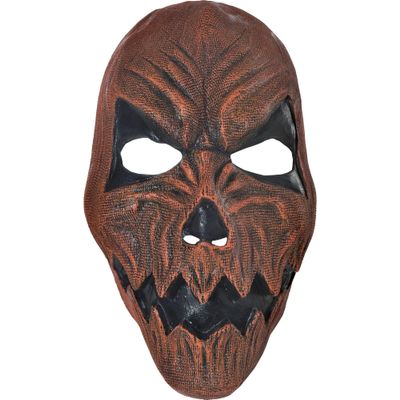 Amscan Brown & Black Pumpkin Head Latex Mask (1 Pc.) - Spooky & Durable, Perfect for Halloween, Cosplay & Trick-or-Treaters