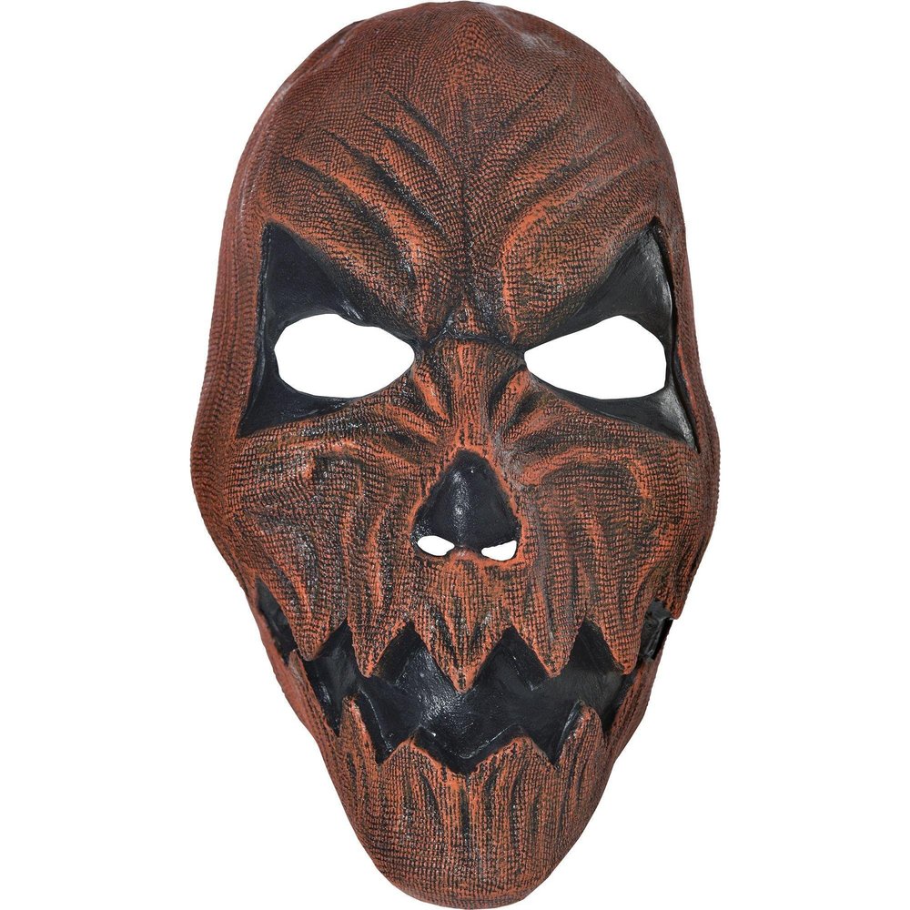 Amscan Brown & Black Pumpkin Head Latex Mask (1 Pc.) - Spooky & Durable, Perfect for Halloween, Cosplay & Trick-or-Treaters