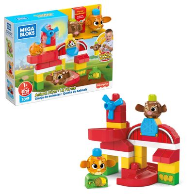 Mega Bloks Peek A Blocks Animal Farm Preschool Building Set with Slide