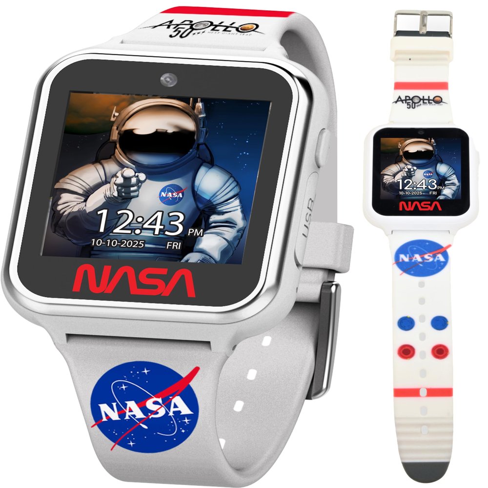 NASA Kids Interactive Smart Watch with Educational Features, Step Counter, Voice Recorder, Camera, Games, Alarm, Timer, Stopwatch, Touchscreen Display, and Fun NASA Themes for Learning and Play