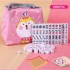 HenMerry Chinese Mahjong Set 144 Tiles Mahjong Accessories Handbag Tablecloth Chinese Classic Tile Mini Mahjong Travel Set 24MM Pink view 1