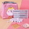 HenMerry Chinese Mahjong Set 144 Tiles Mahjong Accessories Handbag Tablecloth Chinese Classic Tile Games Mini Mahjong Travel Set 30MM Pink view 1