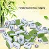HenMerry Chinese Mahjong Set 144 Tiles Mahjong Accessories Handbag Tablecloth Chinese Classic Tile Games Mini Mahjong Set 30MM Green view 3