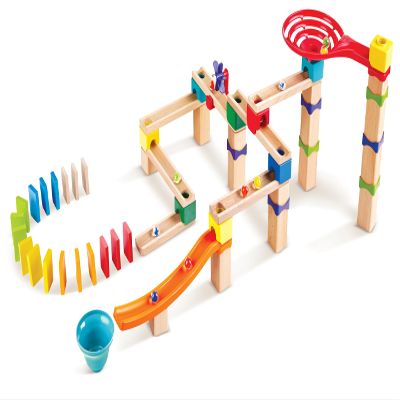 Hape Marble Run Race Track | Wooden DIY Marble Run Set with Dominoes, STEAM Educational Learning Toy, 81 Pieces, for Kids 3 Years+