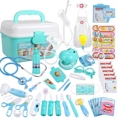 Anpro 46Pcs Medical Toy Kids Doctor Pretend Play Kit, Pretend Play Set with Stethoscope for Kids Doctor Role Costume Dress-Up, Birthday Gifts