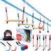 Double Ninja Slackline Obstacle Course for Kids | 80 Foot Line | Ninja Slackline Monkey Bars Playground Equipment | Ninja Ropes Course | Patented Double Line Design view 1