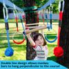 Double Ninja Slackline Obstacle Course for Kids | 80 Foot Line | Ninja Slackline Monkey Bars Playground Equipment | Ninja Ropes Course | Patented Double Line Design view 3