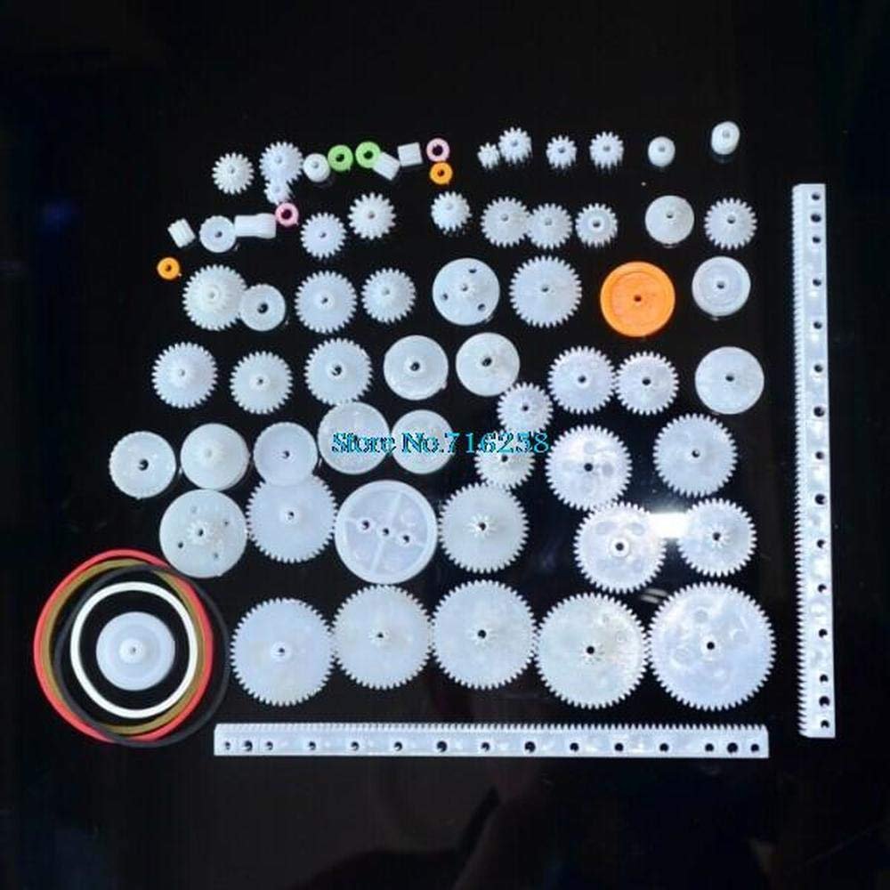 10 Sets 75PCS a lot Plastic Gear Rack Pulley Belt Worm Gear Single-and Double-Gear 8-56 Teeth for arduino DIY kit