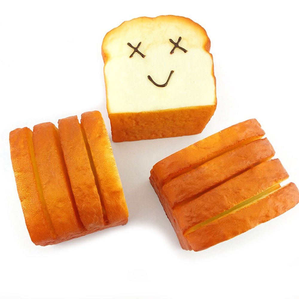 shlutesoy Slow Rebound Business Card Holder Toast Mobile Phone seat Simulation PU Expression Bread Decompression Toy