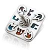 Colorful enamel 925 Sterling silver Dreidel with Custom Finish enamel and Hebrew letters view 1