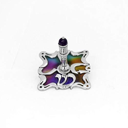 Hanukkah dreidel made of sterling silver with magnificent colorful cold enamel colors & Amethyst stone