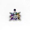 Hanukkah dreidel made of sterling silver with magnificent colorful cold enamel colors & Amethyst stone view 1