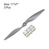 uxcell RC Propellers CW 11x7 Inch 2-Vane for Airplane Nylon Gray 3Pcs with Adapter Rings view 2