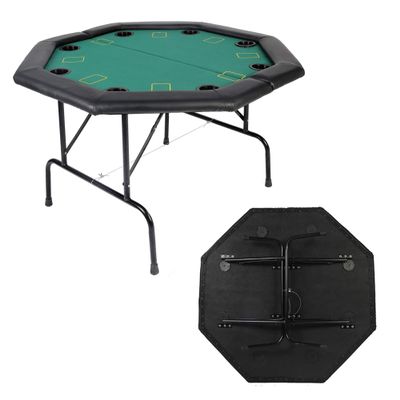 LUCKYERMORE Poker Table 8 Player 48 Octagon Folding Texas Poker Blackjack Game Table with Cup Holder