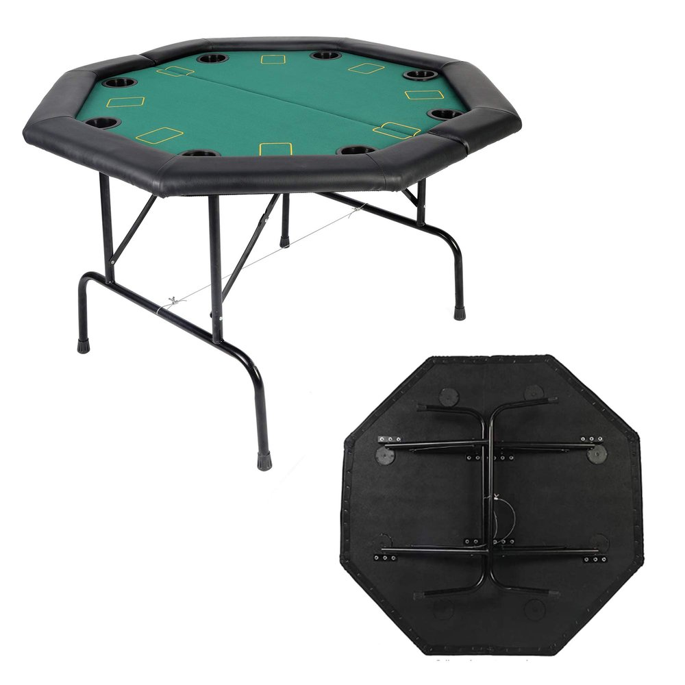 LUCKYERMORE Poker Table 8 Player 48 Octagon Folding Texas Poker Blackjack Game Table with Cup Holder