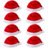 Aneco 8 Pack Christmas Hats Red Plush with White Cuffs Plush Fabric Santa Hat for Christmas Costume Party and Holiday Event view 1