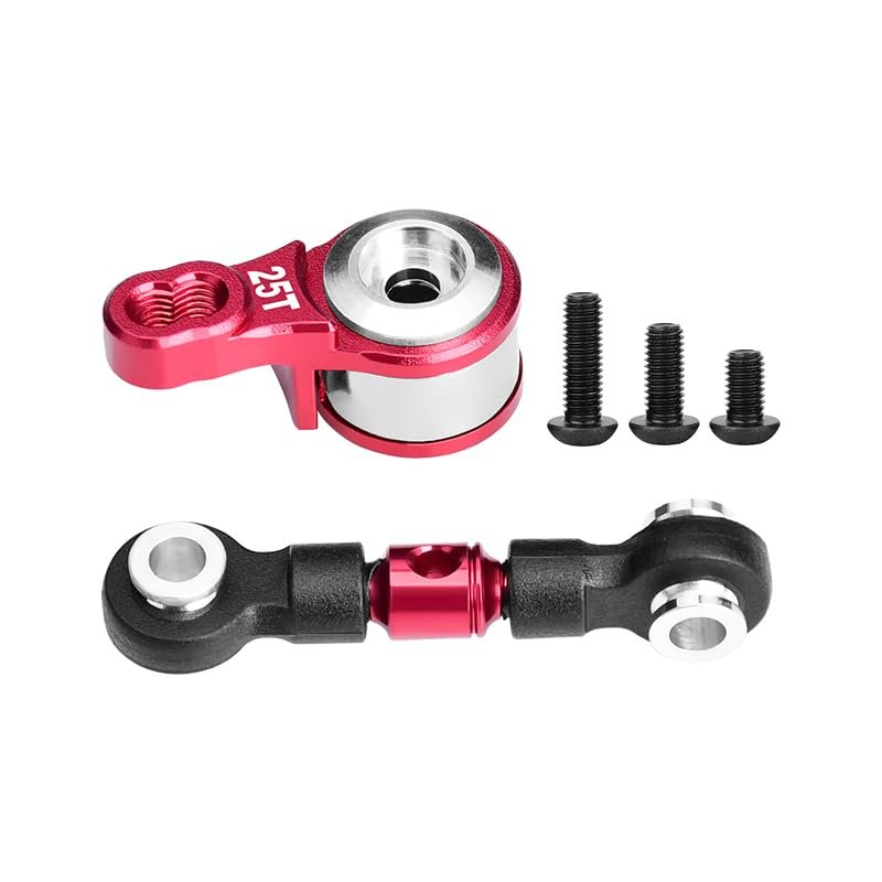 GPM for TRAXXAS-1/10 4WD Ford GT4-TEC 2.0 Aluminum SERVO Saver with Aluminum Steering Link -6PC Set (red)