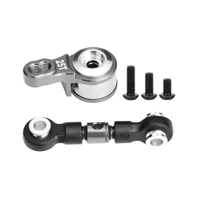 GPM for TRAXXAS-1/10 4WD Ford GT4-TEC 2.0 Aluminum SERVO Saver with Aluminum Steering Link -6PC Set (Gray)