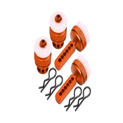 GPM for TRAXXAS-1/10 4WD Ford GT4-TEC 2.0 Aluminum Front & Rear Magnetic Body Mount -8PC Set (Orange)