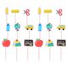 18pcs Back To Cupcake Topper Dessert Fruit Cake Pick Toothpicks First Day Of Classroom Welcome Party Decoration Accessories Teacher view 1