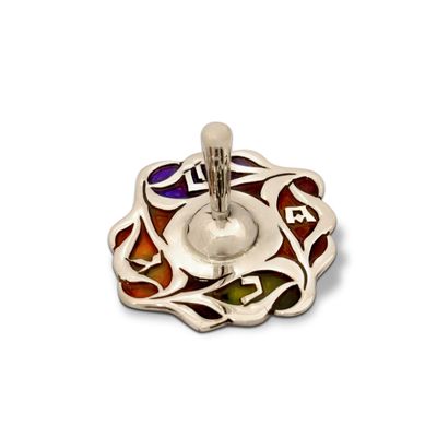Modern Sterling silver Dreidel with colorful cold enamel colors Wave design Hanukkah gift
