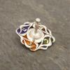 Modern Sterling silver Dreidel with colorful cold enamel colors Wave design Hanukkah gift view 2